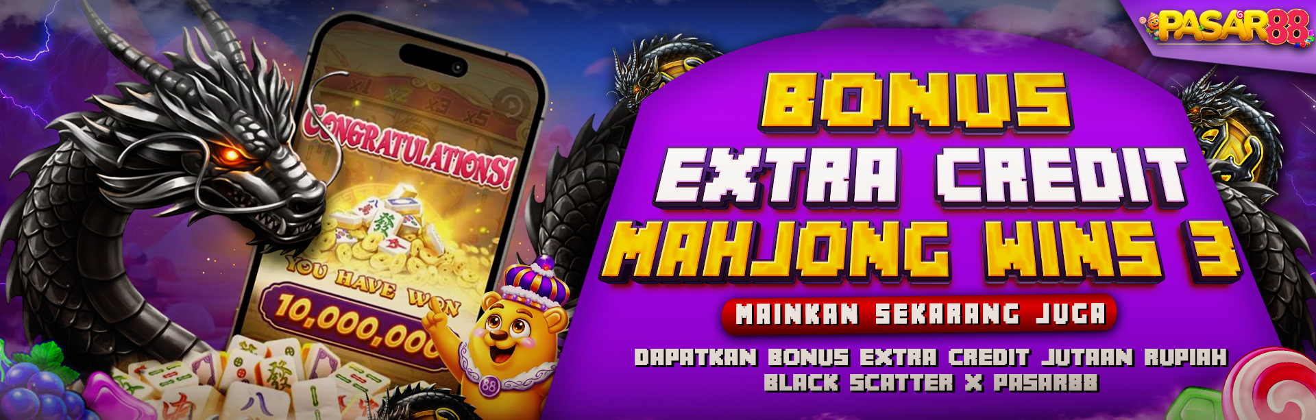 EVENT PRAGMATIC PLAY (MAHJONG WINS 3 BLACK SCATTER) X PASAR88
